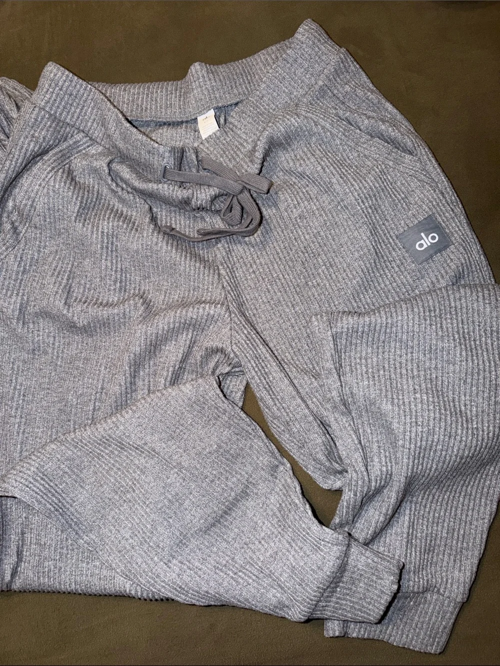 ALO Yoga Ribbed Hoodie and Ribbed Jogger.
